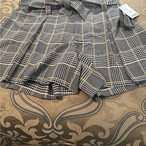 Plaid Shorts with Belt